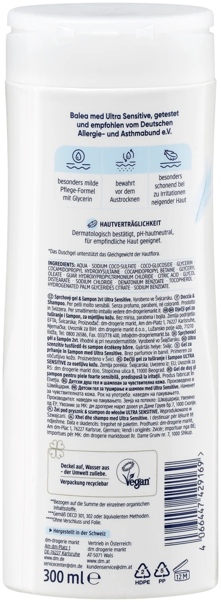 Balea Med Kinderdouchegel en Shampoo 2 in 1 Ultra Sensitive - Afbeelding 2