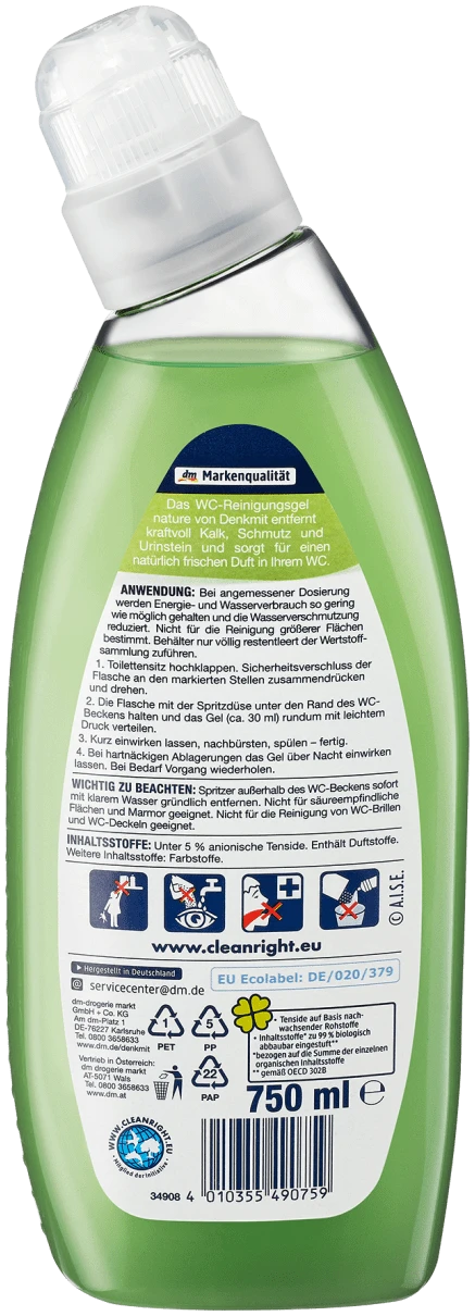 Denkmit Toiletreiniger Natuur 750 Ml - Krachtige Reiniger - Afbeelding 2