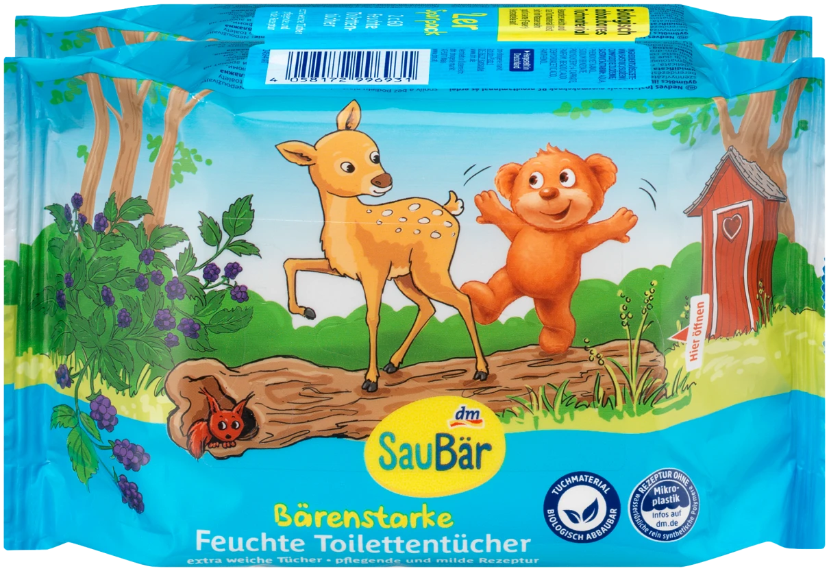 SauBär Vochtige Toiletpapiertjes Bärenstark, 120 Stuks