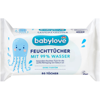 Babylove Vochtige Doekjes Met 99% Water, 80 Stuks