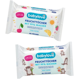Babylove Vochtige Doekjes Met 99% Water, 80 Stuks