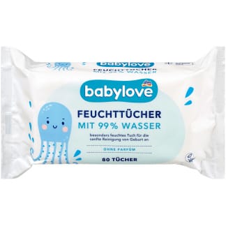 Babylove Vochtige Doekjes Met 99% Water, 80 Stuks