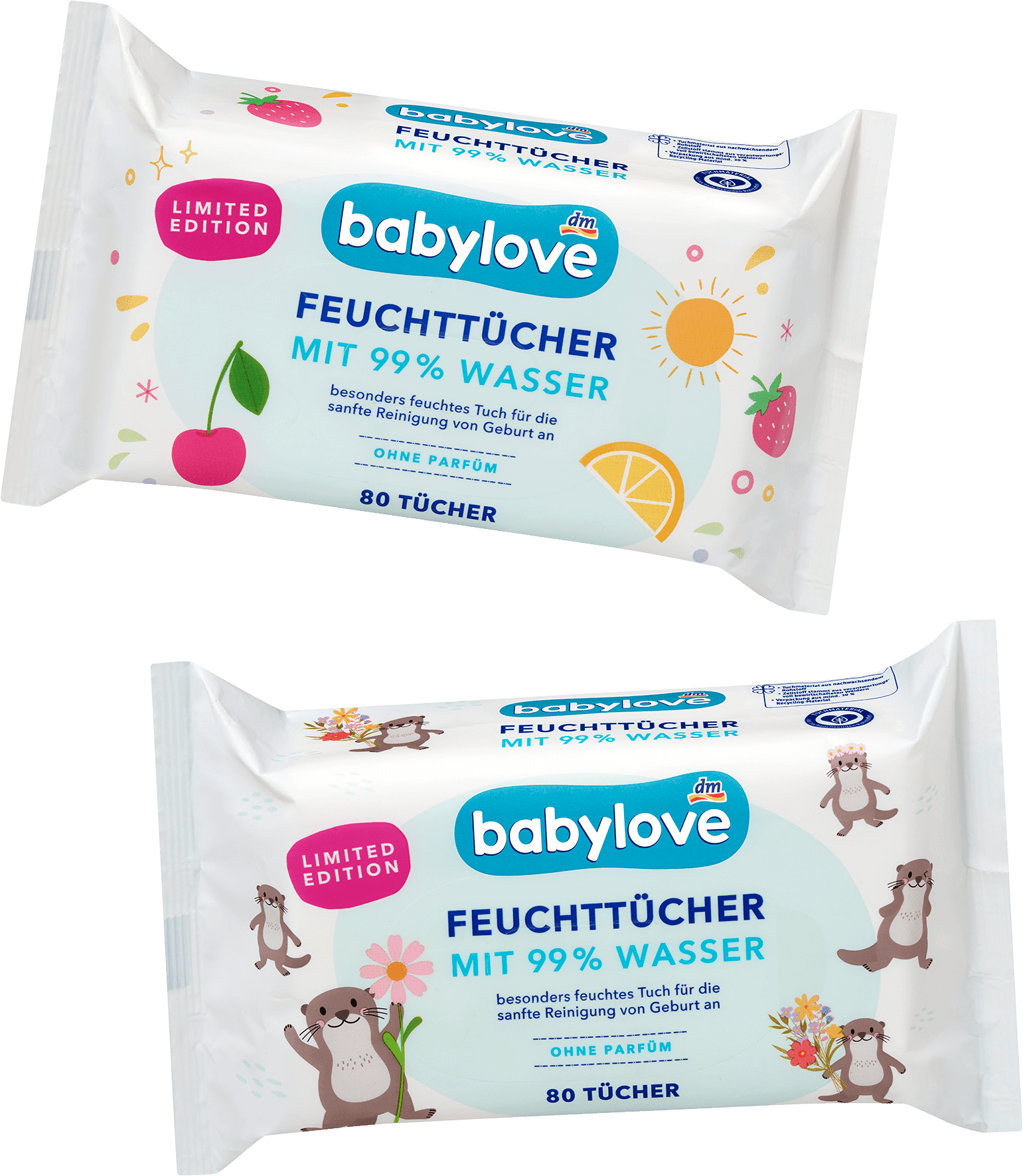 Babylove Vochtige Doekjes Met 99% Water, 80 Stuks