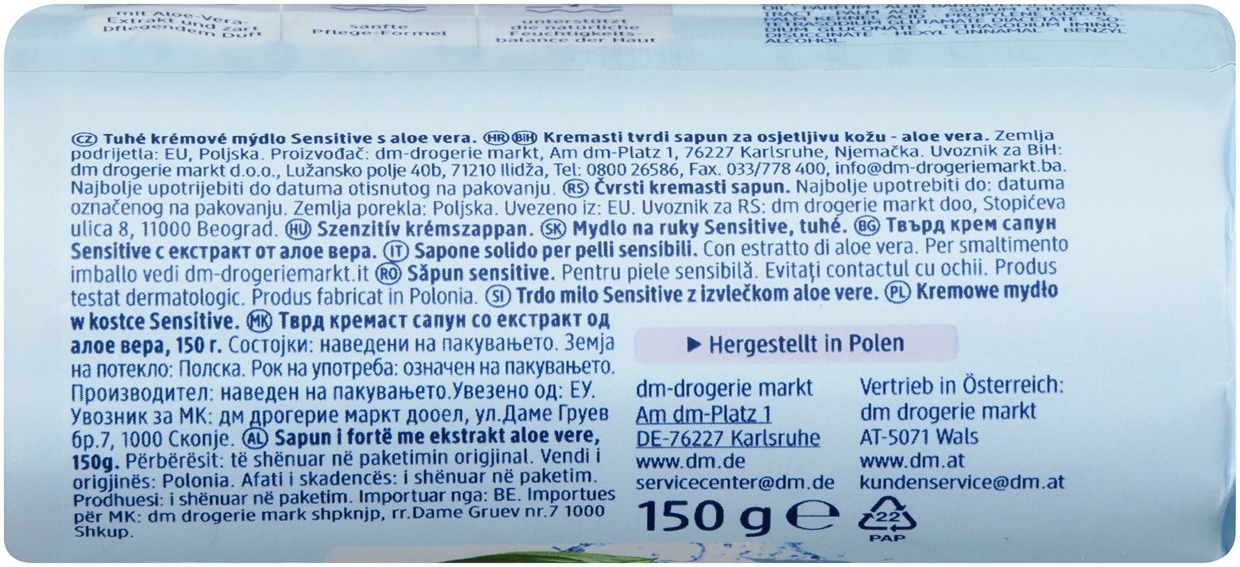Balea Crème Handzeep Staaf Sensitive Aloe Vera, 150g - Afbeelding 4