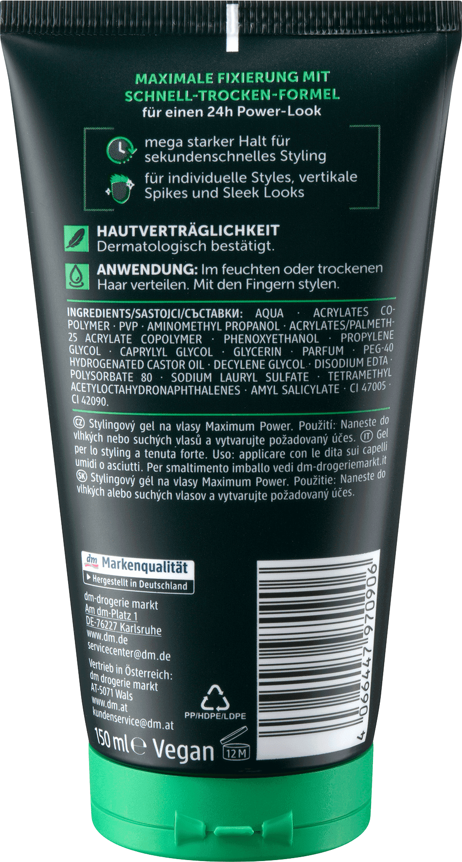 Balea Men Haargel Maximum Power Styling 150ml - Afbeelding 2