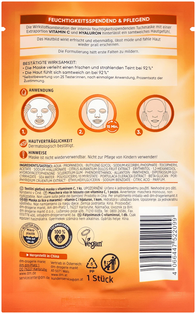 Balea Tuchmaske Vitamin C | Hydratatie en Verzorging - Afbeelding 2