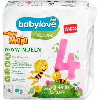 Babylove Nature Luiers Maat 4 Maxi (8-14 kg)
