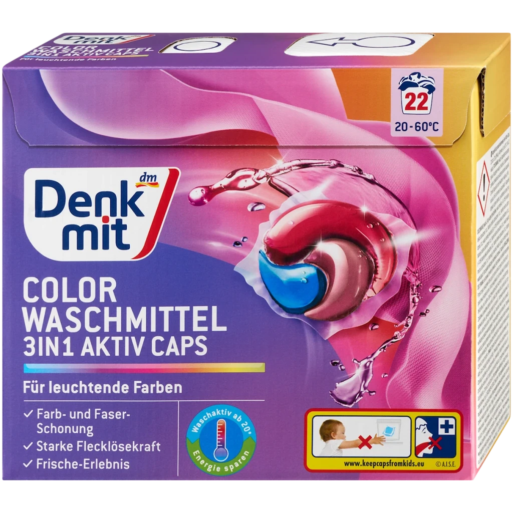 Denkmit 3 in1 Wascapsules Gekleurde Was Aktiv Caps 14 Stuks