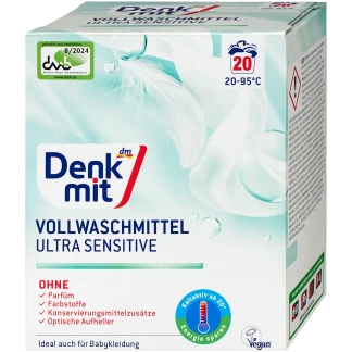 Denkmit Ultra Sensitive Waspoeder Witwasmiddel 1,35KG