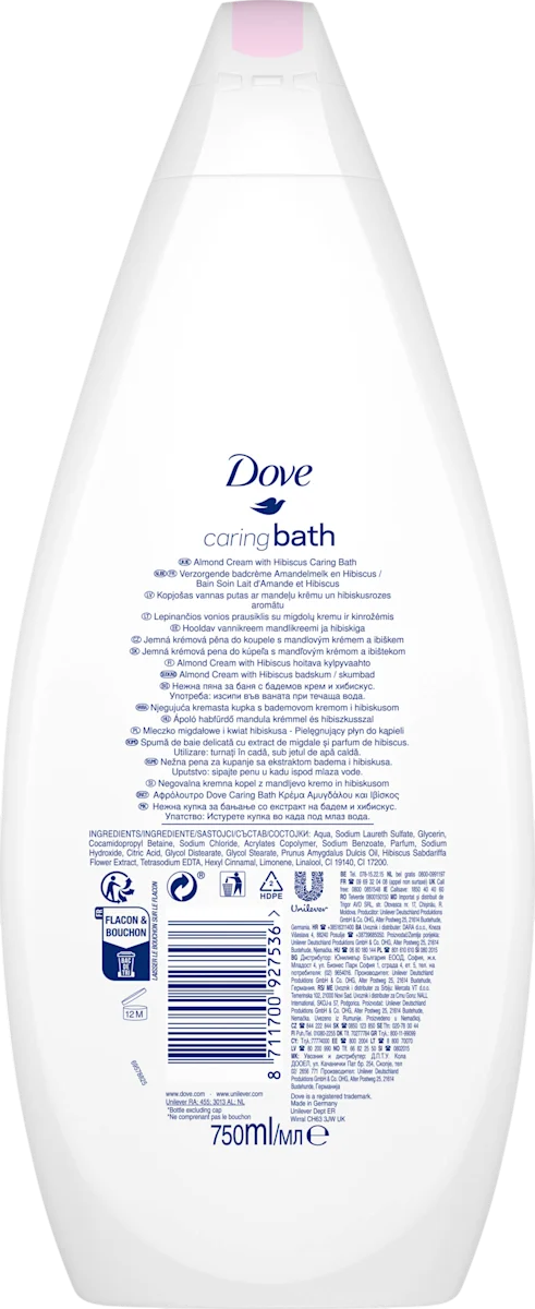 Dove Cremebad Mandelmelk & Hibiskus 750 ml - Afbeelding 2