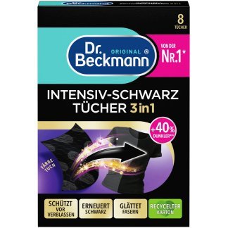 Dr Beckmann Intensief Zwart Kleurdoppen Textiel 3 in1 8 Stuks