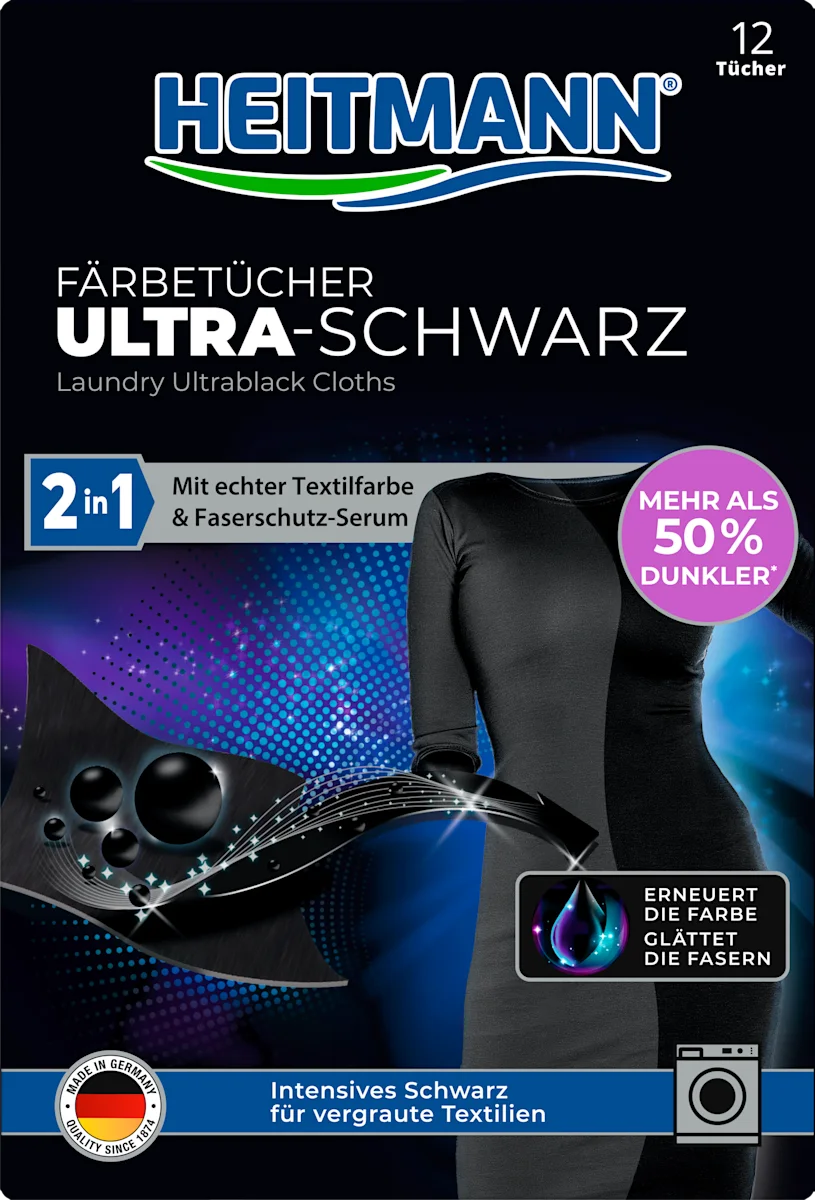 Heitmann Kleurbeschermingsdoekjes Ultra Zwart 2in1 – 12 Stuks