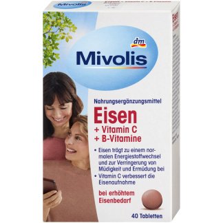 Mivolis Eisen Vitamine C B Tabletten 40 St IJzersupplement