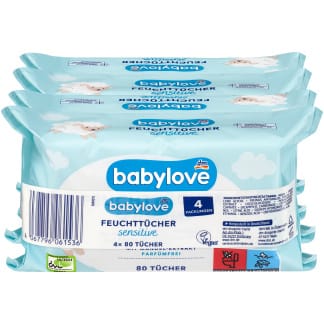 Babylove Vochtige Doekjes Sensitive 4x80 stuks