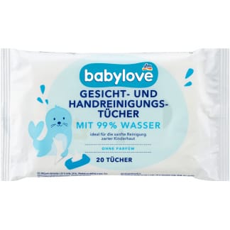 Babylove Gezichts- En Handreinigingsdoekjes Met 99% Water Reisformaat