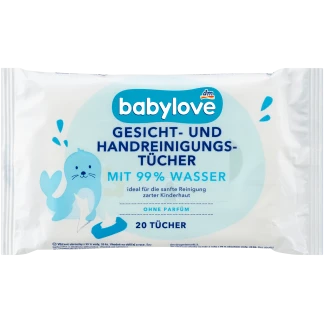 Babylove Gezichts- En Handreinigingsdoekjes Met 99% Water Reisformaat