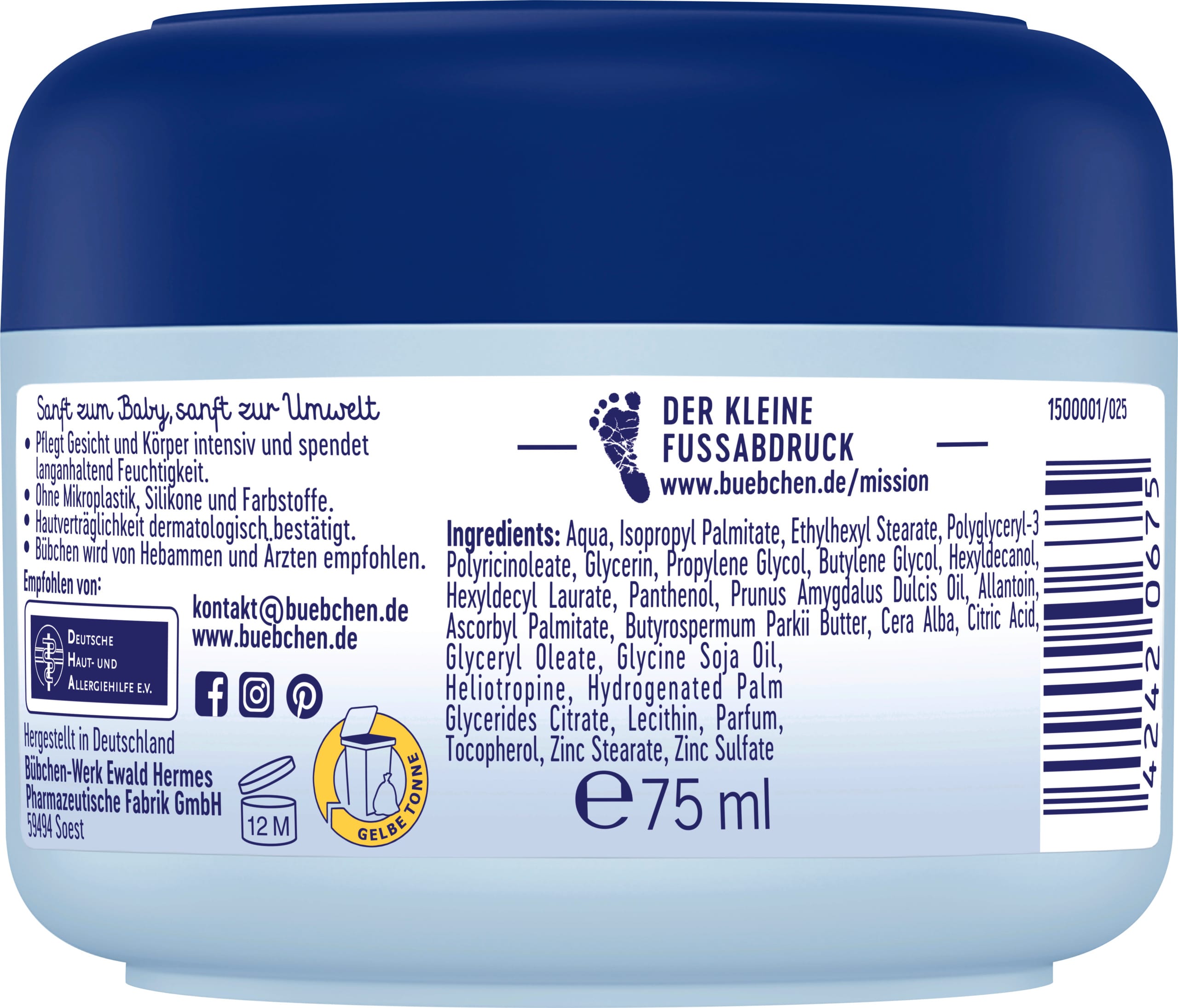 Bübchen Baby Verzorgingscrème Sensitief - Afbeelding 2